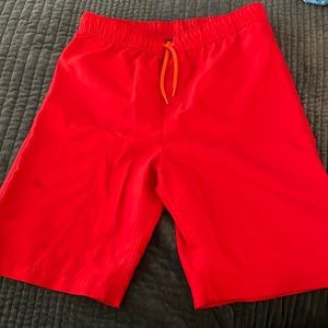 Red Lands End boys size L 14-16 swim trunks